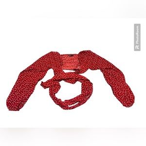 Shein Red Heart Wrap Around Sleeved Cover Up